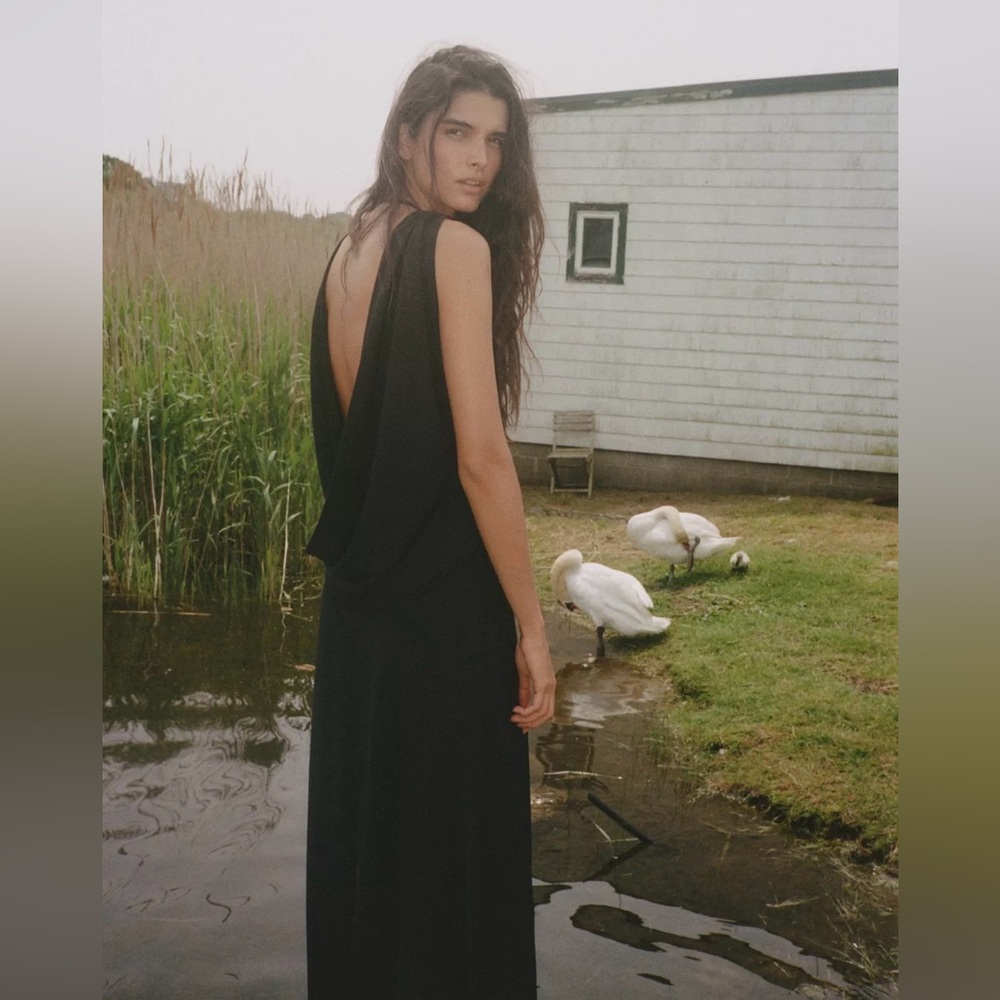 NWT black Zara maxi open back dress